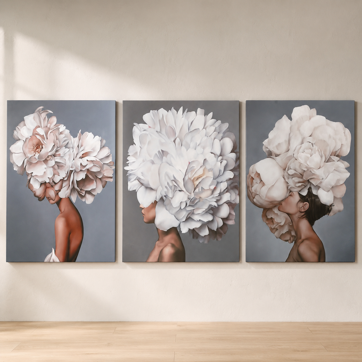 Tríptico Floral Elegance presentado en estudio
