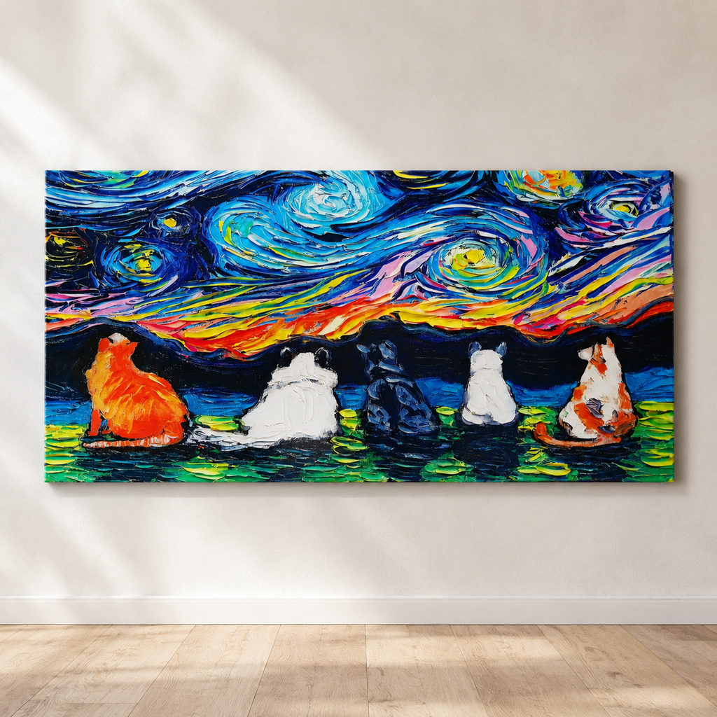 Gatos Bajo una Noche de Color presentado en estudio